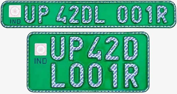 Electric bike IND Number Plate (green)