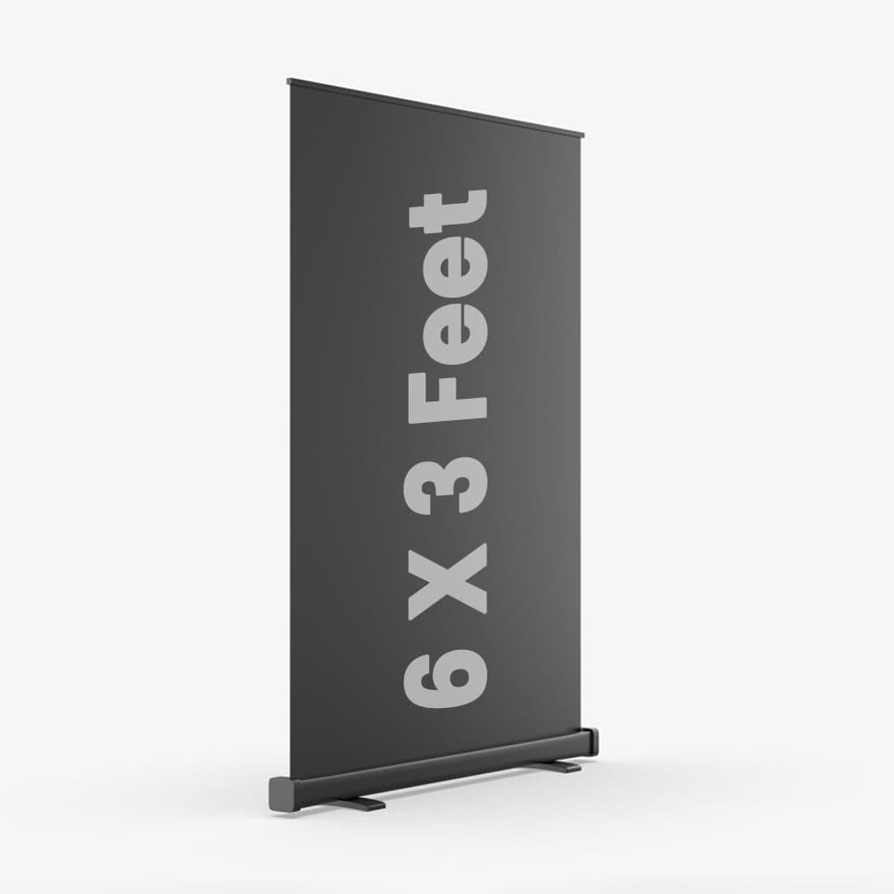 Shapure Metal Roll Up Banner Standee 6ft x 3ft (with your print) – Portable Display Stand for Advertising, Trade Shows, Exhibitions, Events & Marketing Promos