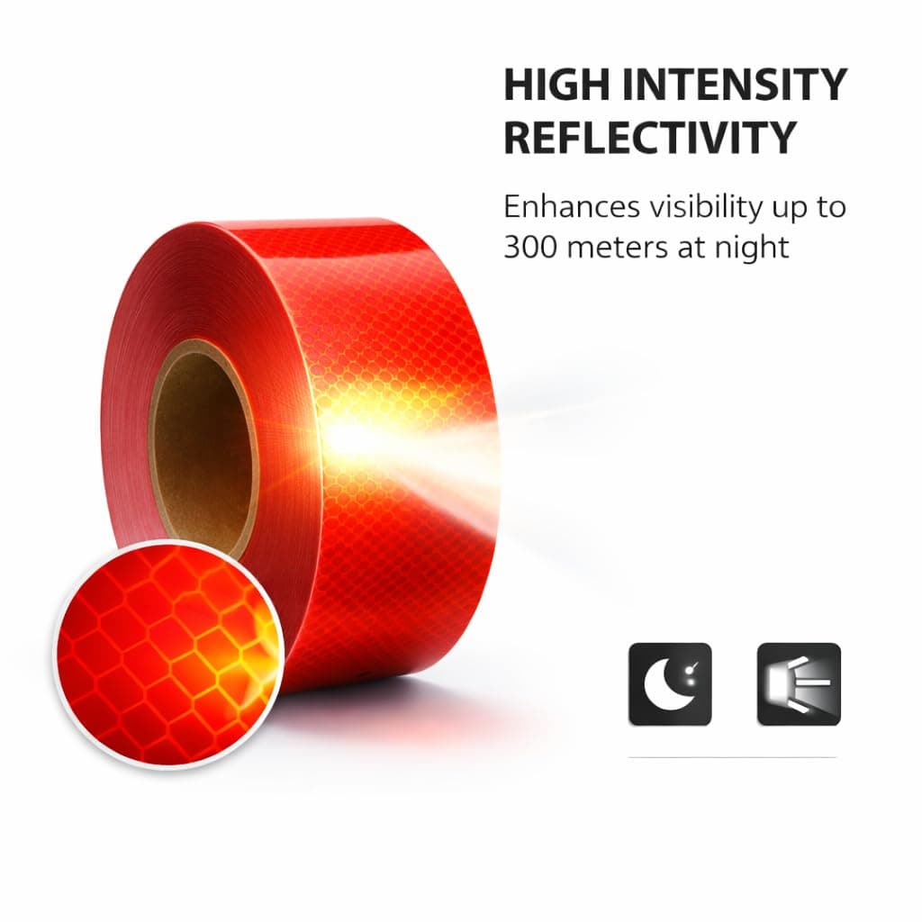 3M High Intensity Prismatic Grade Conspicuity Reflective Tape, 2 inch x 150 feet, Roll (Red)